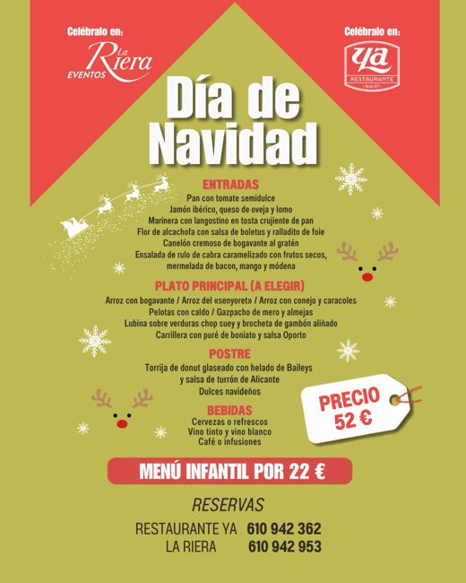 Cartel del menú del Día de Navidad